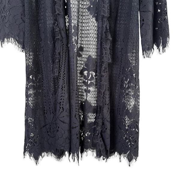 Soft Surroundings‎ Lace Open Front Long Cardigan in Black, Size XS - Picture 5 of 9